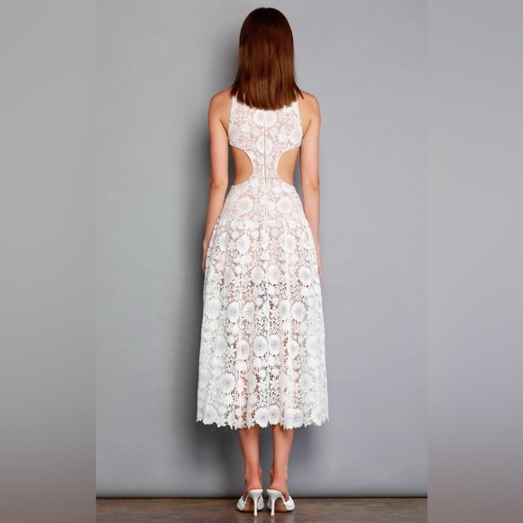 Bronx & Banco Daisy Midi Dress White Tan Size 10 NWT - Picture 4 of 16